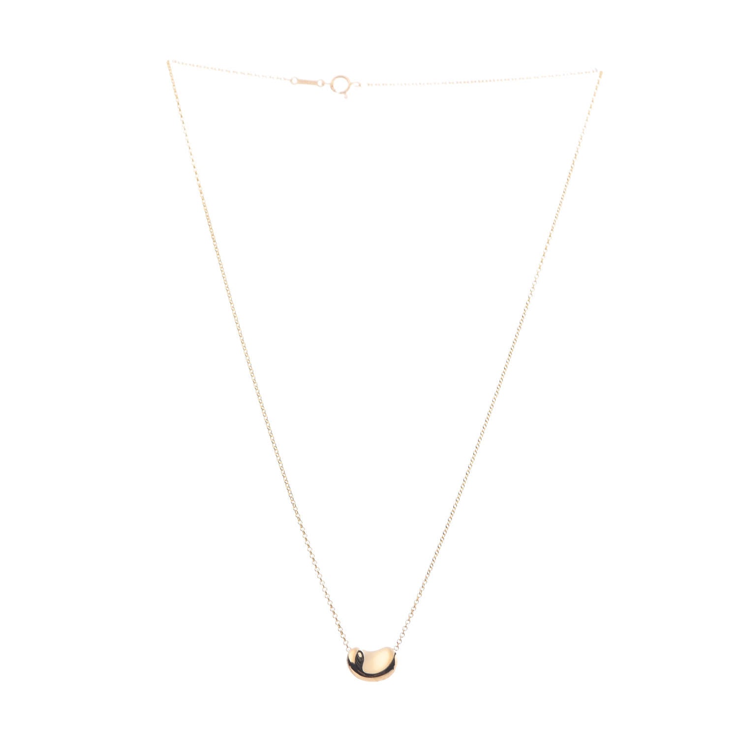 Tiffany 18K Yellow Gold 11mm Elsa Peretti Bean Pendant Necklace 3 of 7