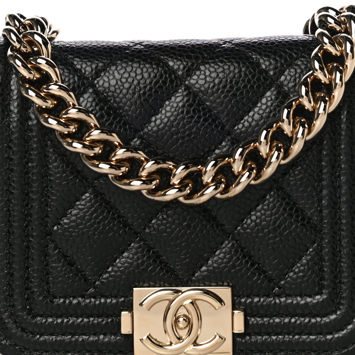 Caviar Quilted Boy Flap Waist Belt Bag Black