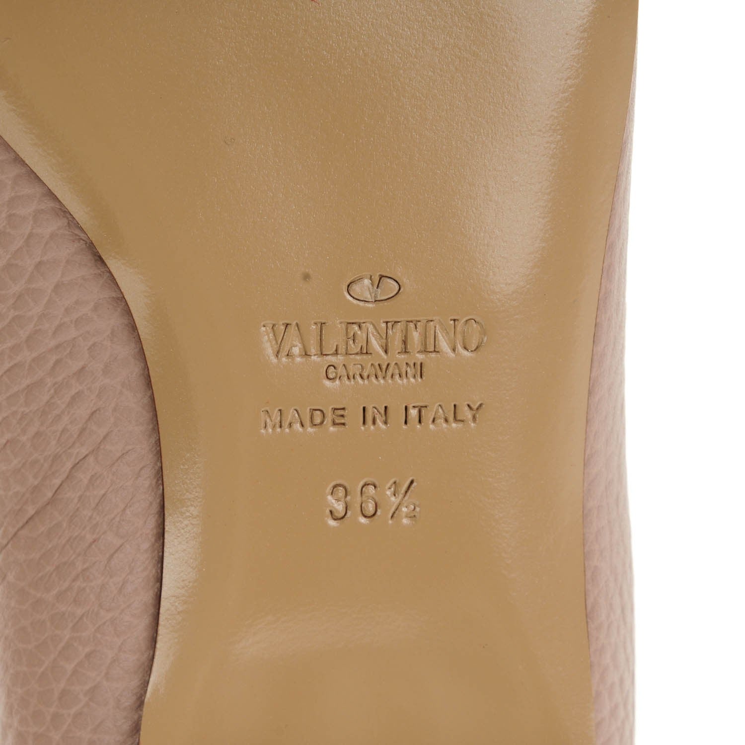 Valentino Garavani Pebbled Calfskin Rockstud Cage Ballerina Flats 36.5 Poudre 6 of 8