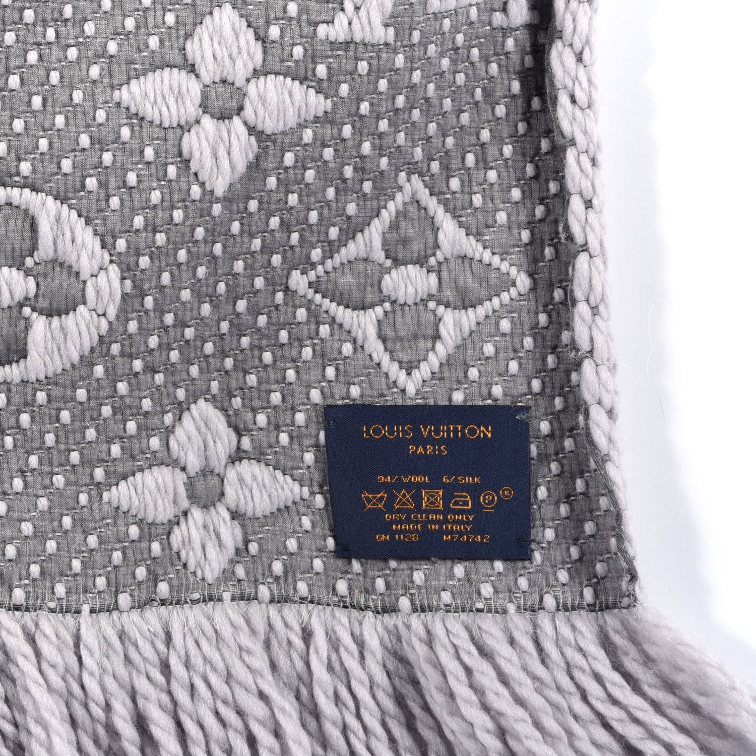 Louis Vuitton Wool Silk Logomania Scarf Pearl Grey 3 of 3