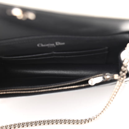 Christian Dior Metallic Patent Micro-Cannage Diorama Wallet on Chain Pouch Silver 5 of 10