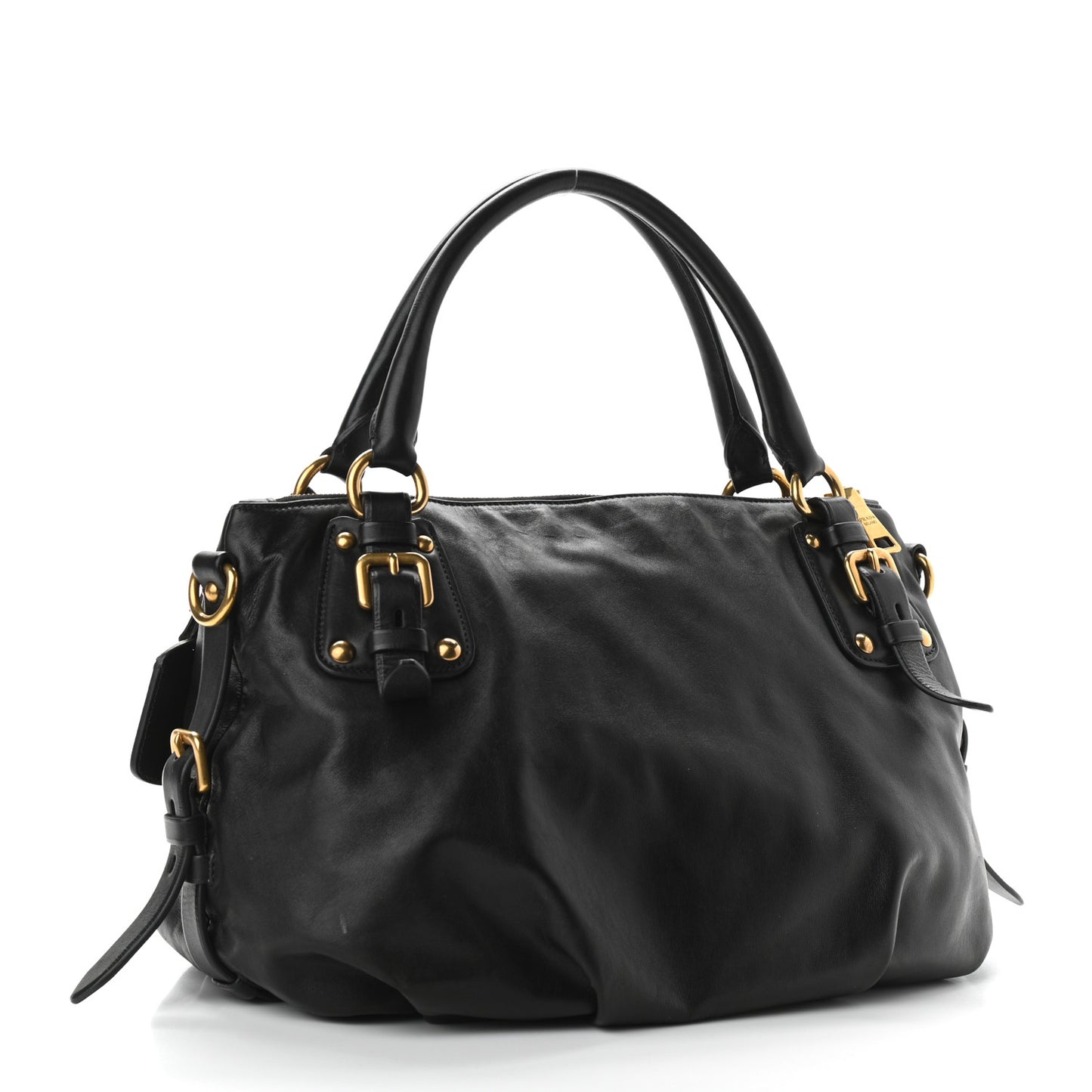 Vitello Soft Shopping Satchel Black
