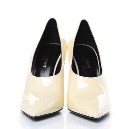 Saint Laurent Patent Calfskin Teddy High Vamp 105 Pumps 37.5 White 2 of 10