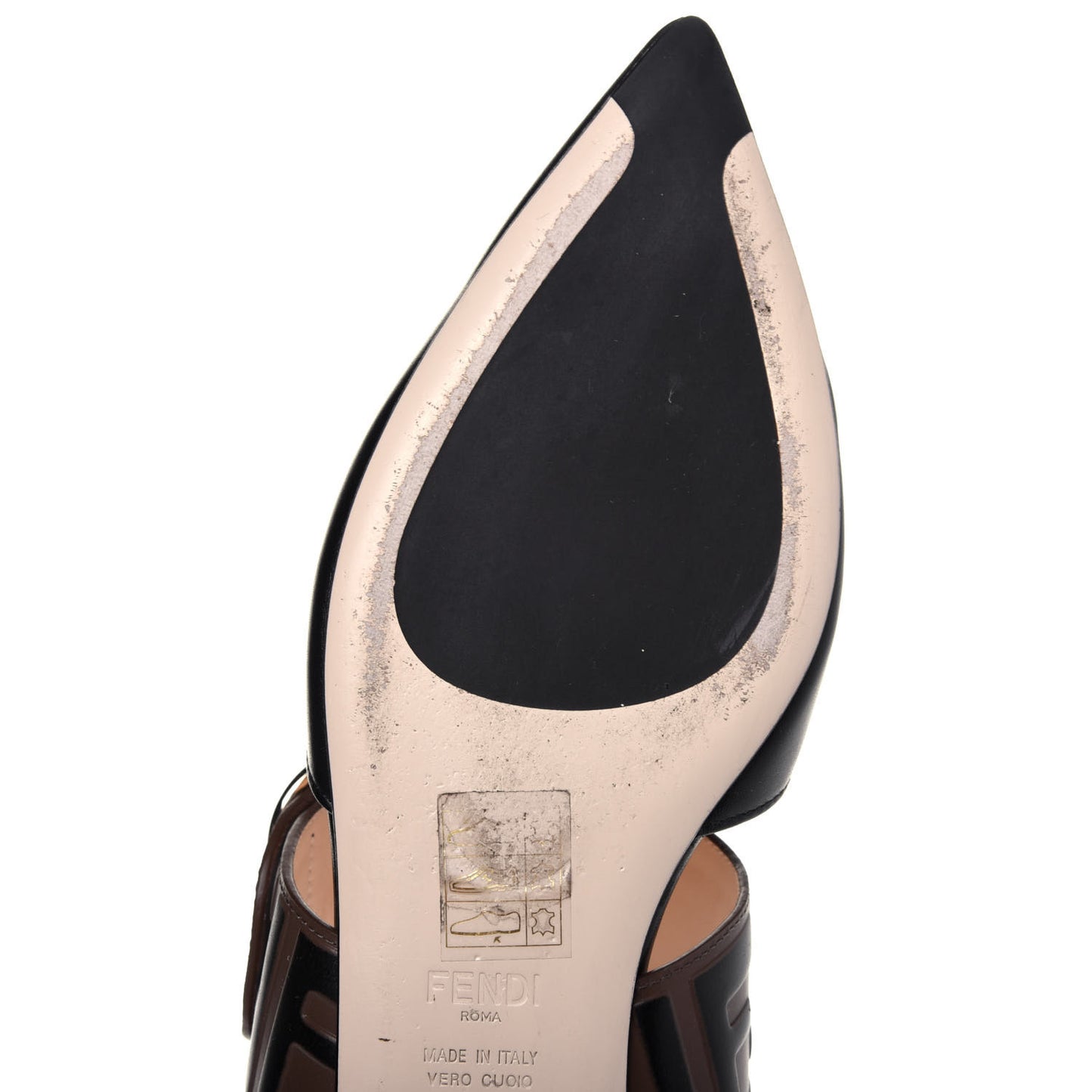 Vitello FF Embossed Buckle Flat Mules 36.5 Maya Black