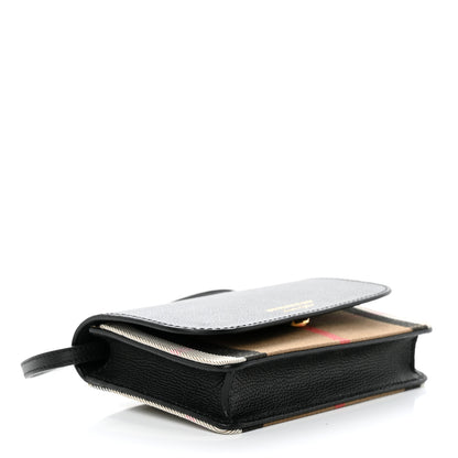 Burberry Derby Calfskin House Check Wallet On Chain Black 4 of 11