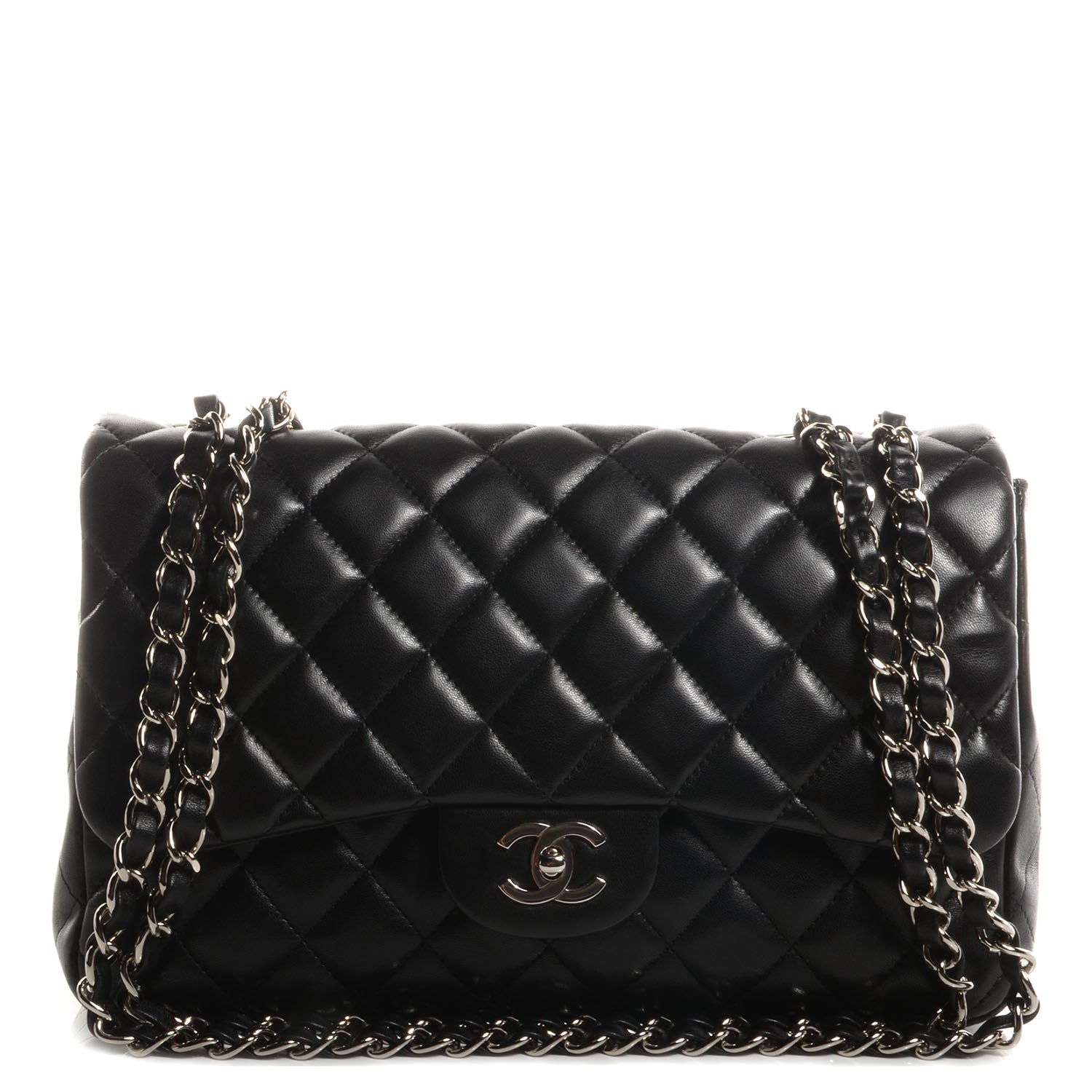 Chanel Lambskin Quilted Jumbo Single Flap Black 1 of 8