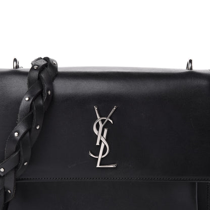 Saint Laurent Calfskin Medium Monogram Sunset Shoulder Bag With Braided Strap Black 12 of 12