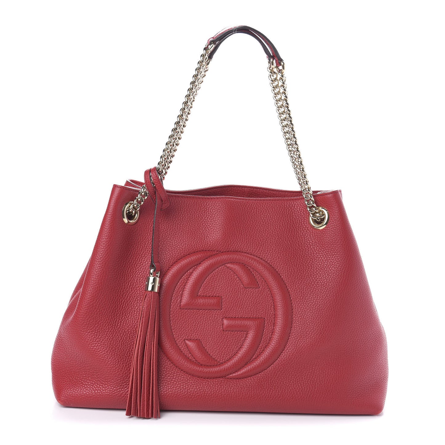 Pebbled Calfskin Medium Soho Chain Shoulder Bag Tabasco Red