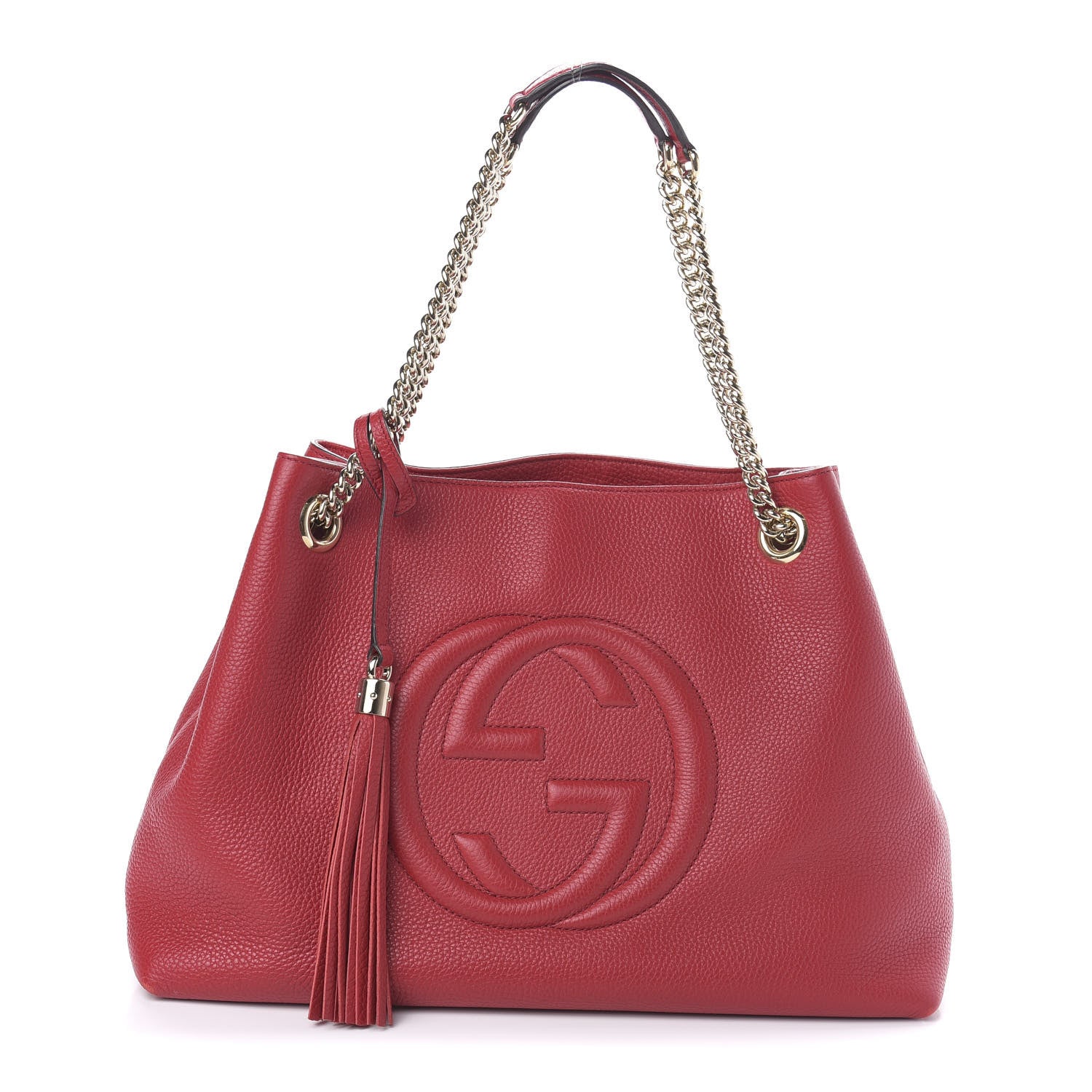 Gucci Pebbled Calfskin Medium Soho Chain Shoulder Bag Tabasco Red 1 of 10