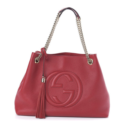 Gucci Pebbled Calfskin Medium Soho Chain Shoulder Bag Tabasco Red 1 of 10
