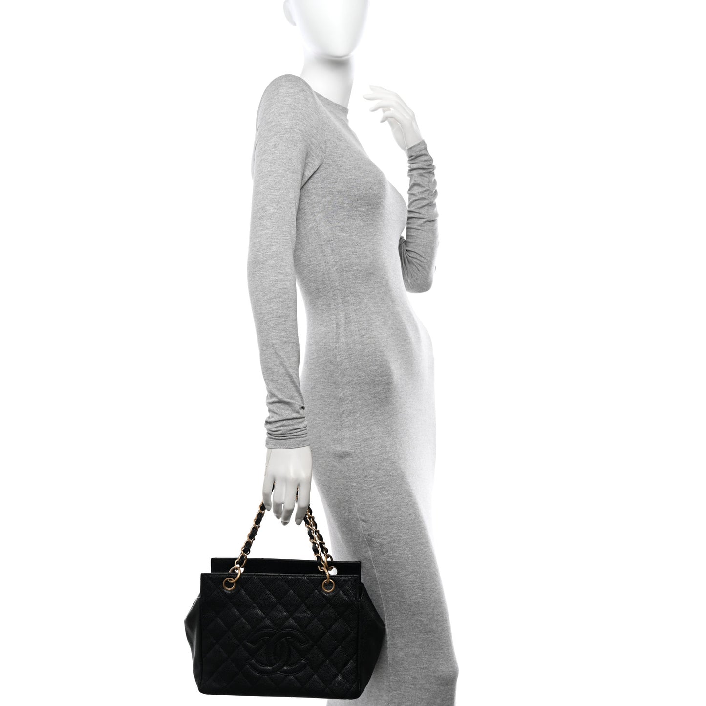 Caviar Quilted Petit Timeless Tote PTT Black