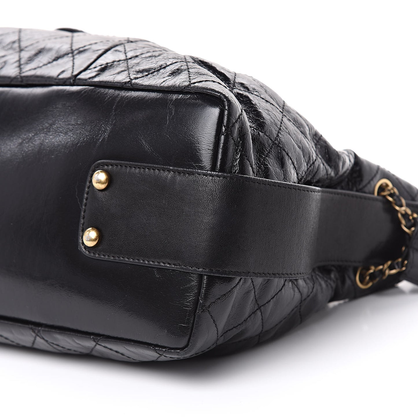 Glazed Calfskin Stingray Bindi CC Accordion Tote Black