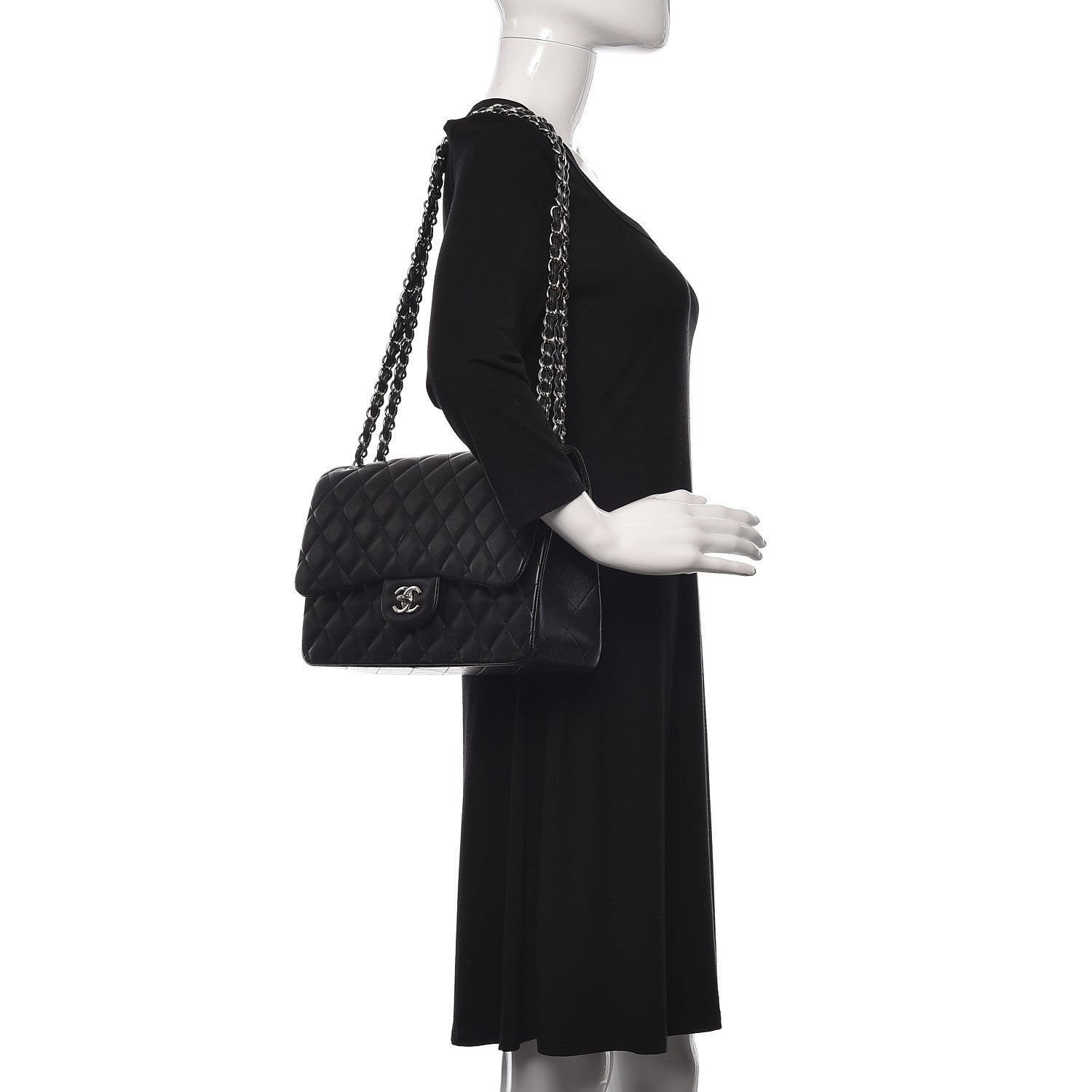 Chanel Lambskin Quilted Jumbo Double Flap Black 2 of 13