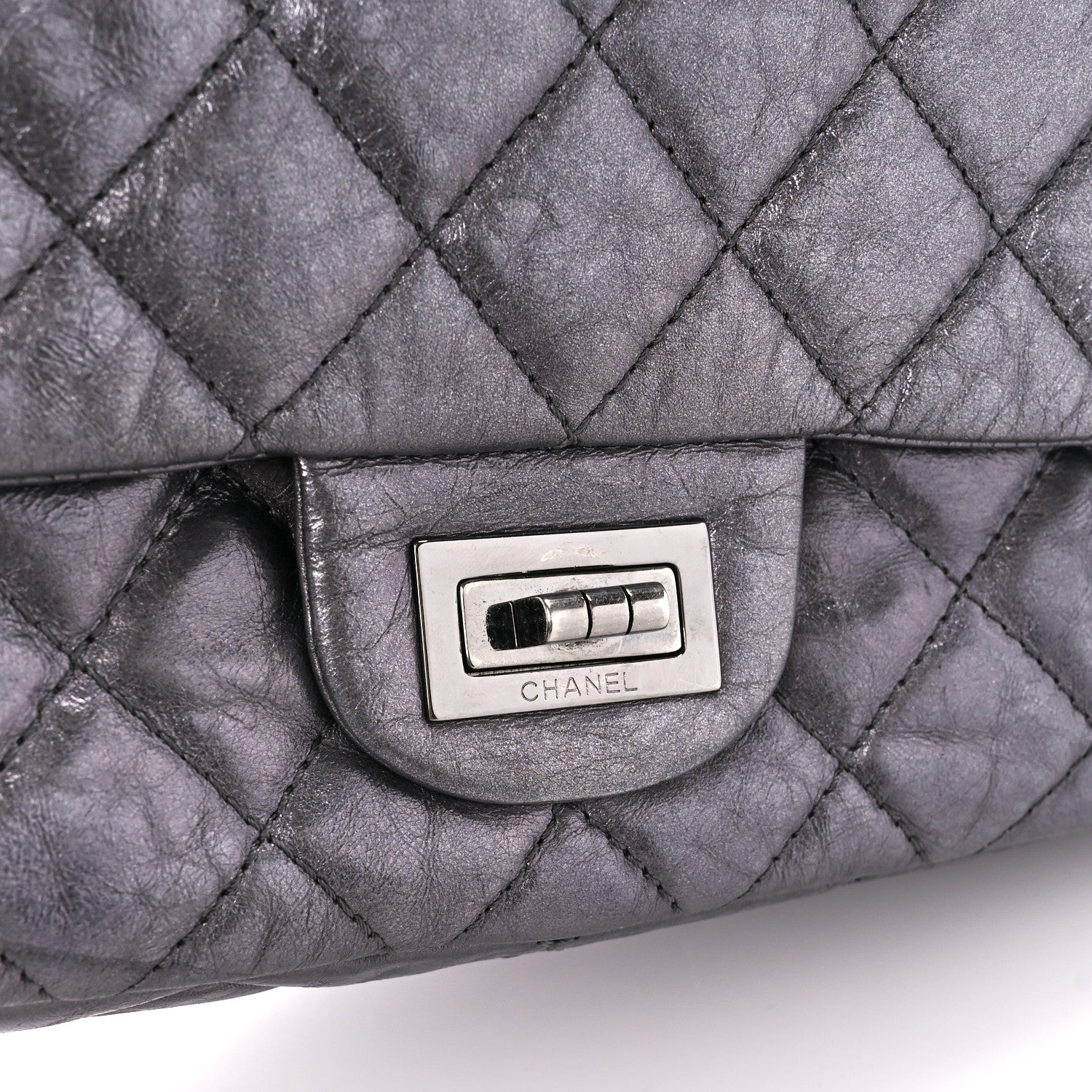 Chanel Metallic Aged Calfskin Quilted 2.55 Reissue 227 Flap Dark Silver 7 of 12