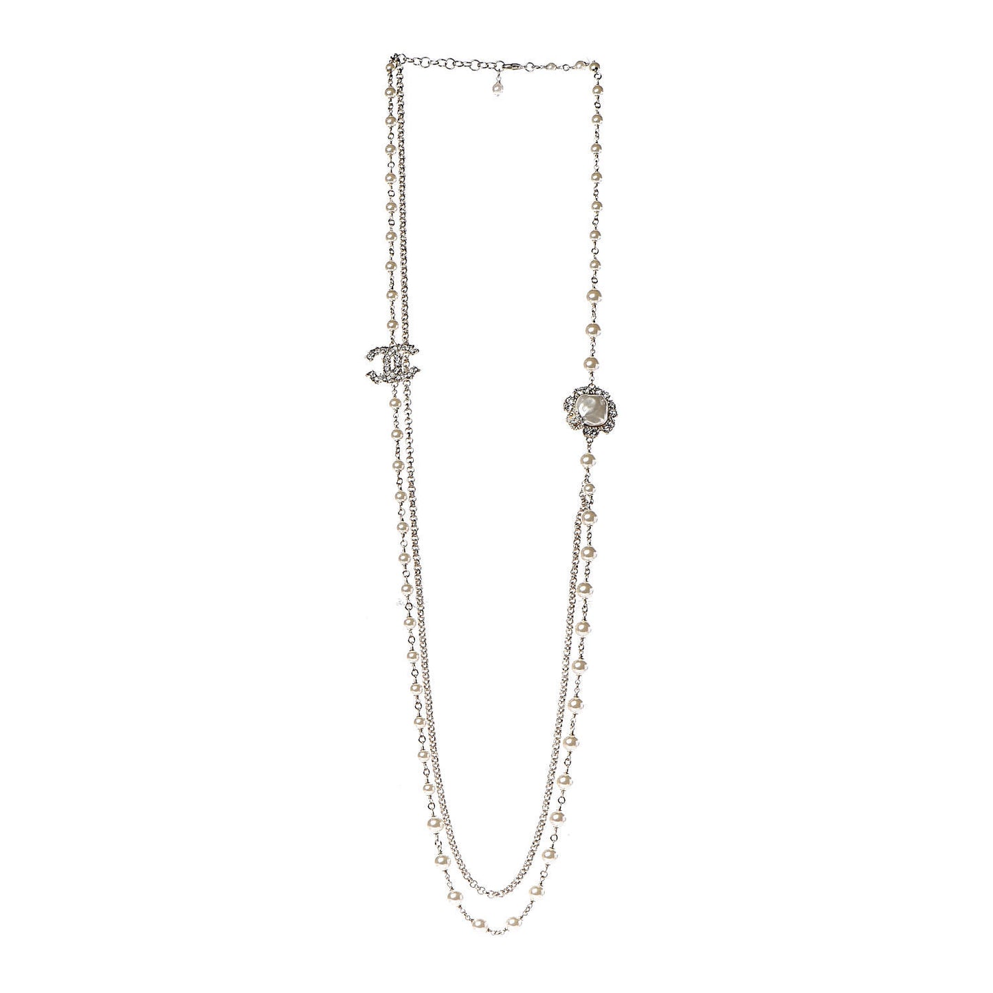 Pearl Crystal Camellia Express Multistrand Necklace Gold