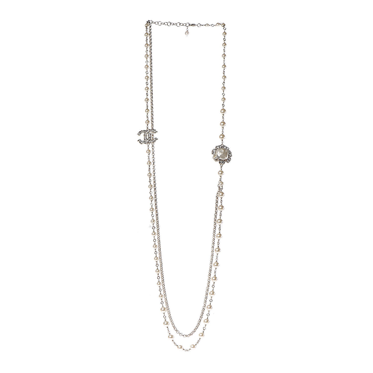 Chanel Pearl Crystal Camellia Express Multistrand Necklace Gold 3 of 7