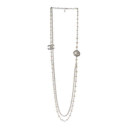Chanel Pearl Crystal Camellia Express Multistrand Necklace Gold 3 of 7