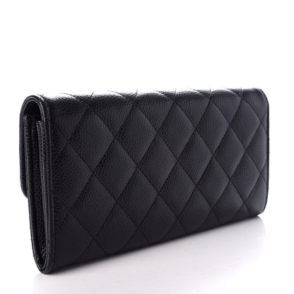 Chanel Caviar Quilted Large Gusset Flap Wallet Black 3 of 9