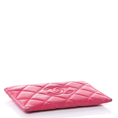 Chanel Lambskin Quilted Diamond CC Card Holder Fuchsia 4 of 9