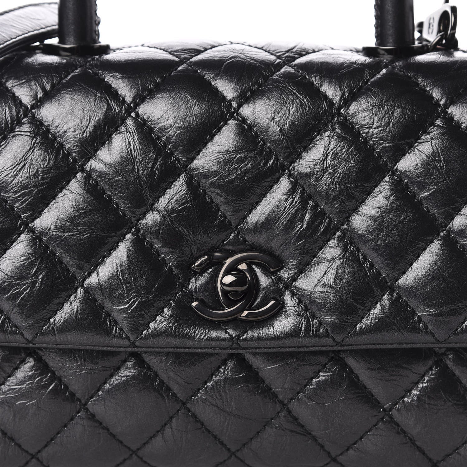 Chanel Aged Calfskin Quilted Mini Coco Handle Flap So Black 10 of 11