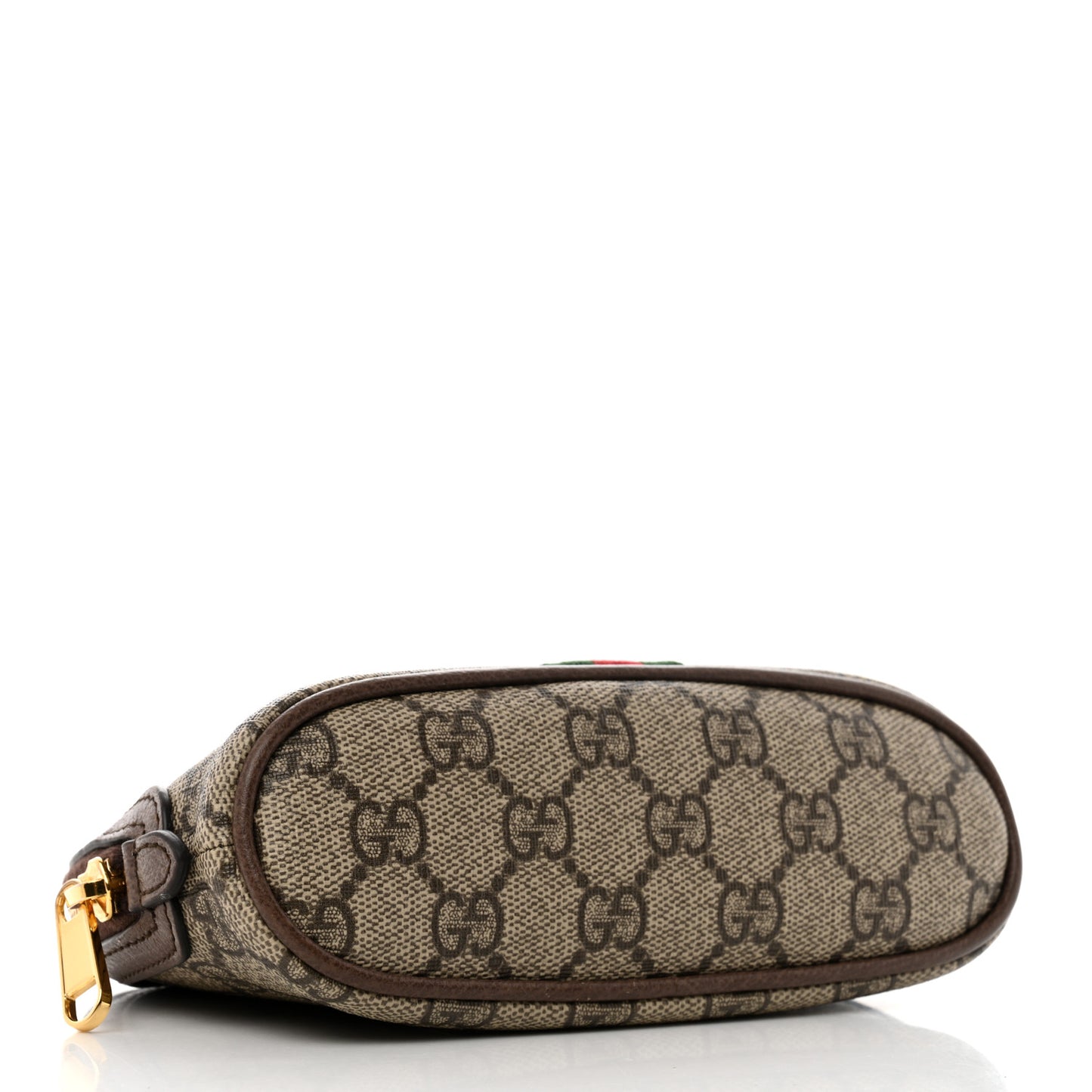 GG Supreme Monogram Textured Calfskin Web Medium Ophidia Cosmetic Case Beige Ebony New Acero