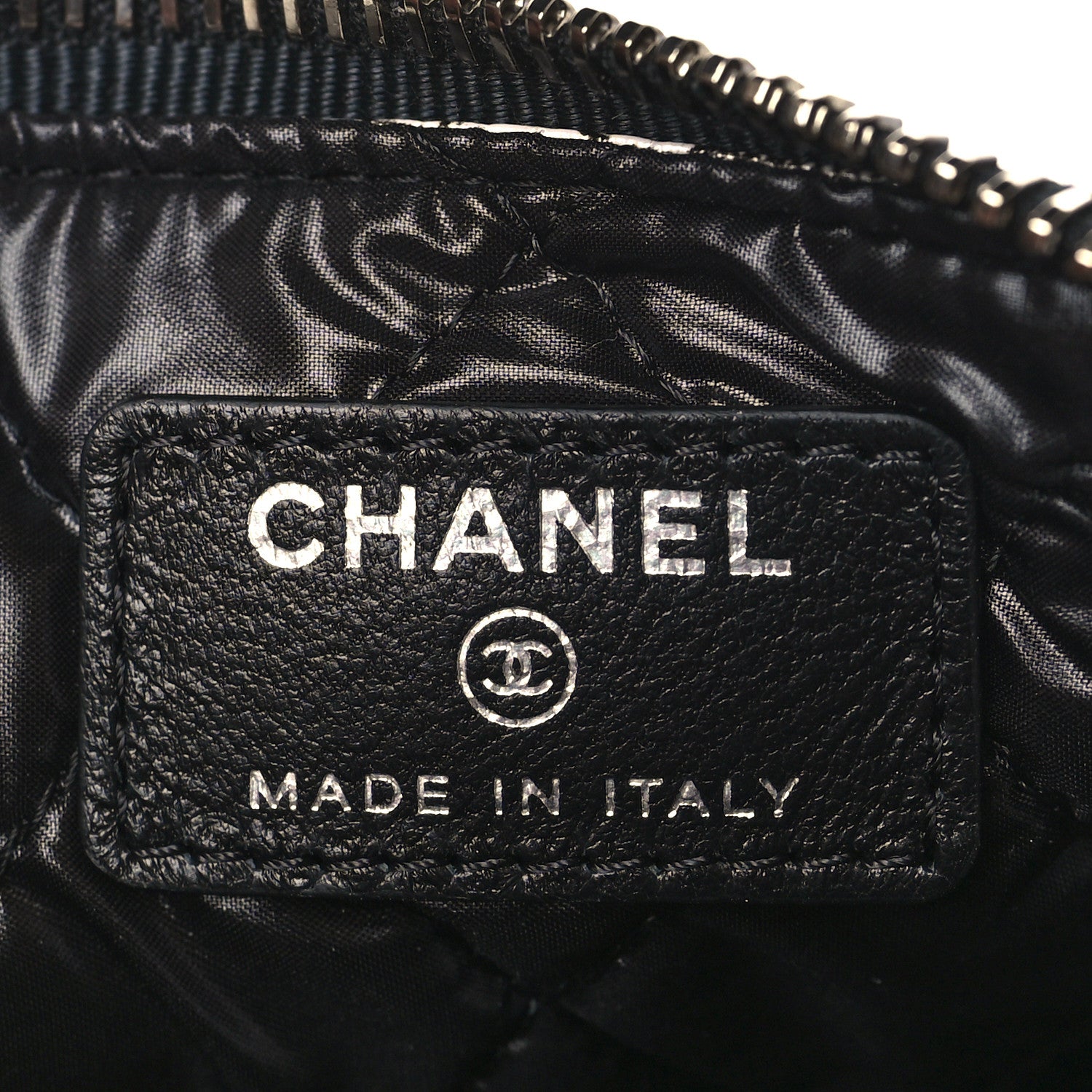 Chanel Coated Canvas Lambskin Camellia Cosmetic Pouch Black White 6 of 8