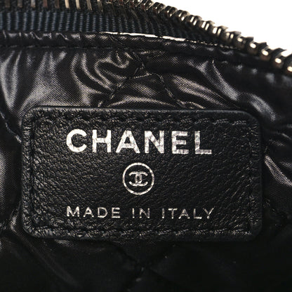 Chanel Coated Canvas Lambskin Camellia Cosmetic Pouch Black White 6 of 8