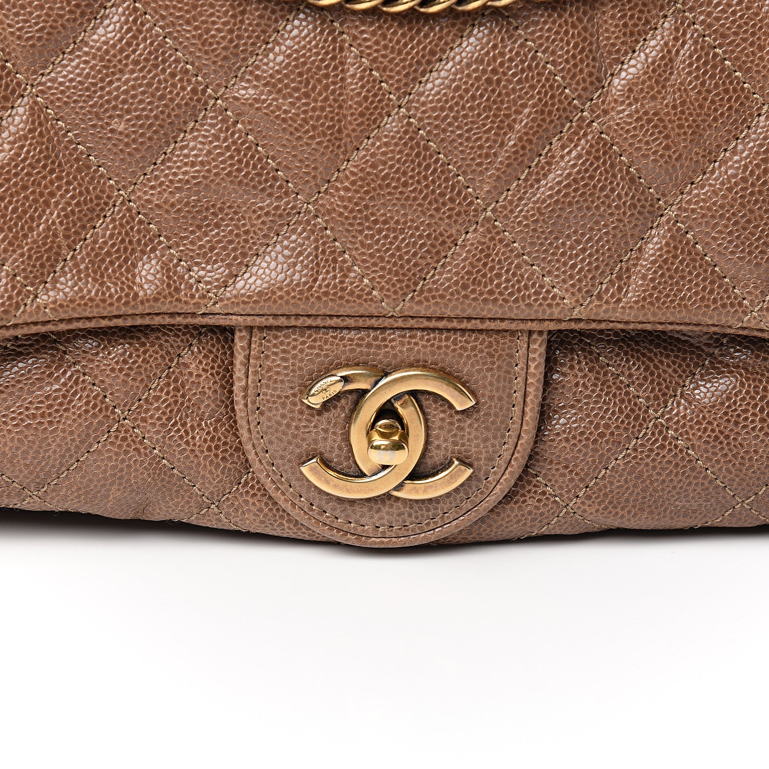 Chanel Crumpled Caviar Quilted Large Shiva Flap Beige 11 of 11