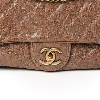 Chanel Crumpled Caviar Quilted Large Shiva Flap Beige 11 of 11