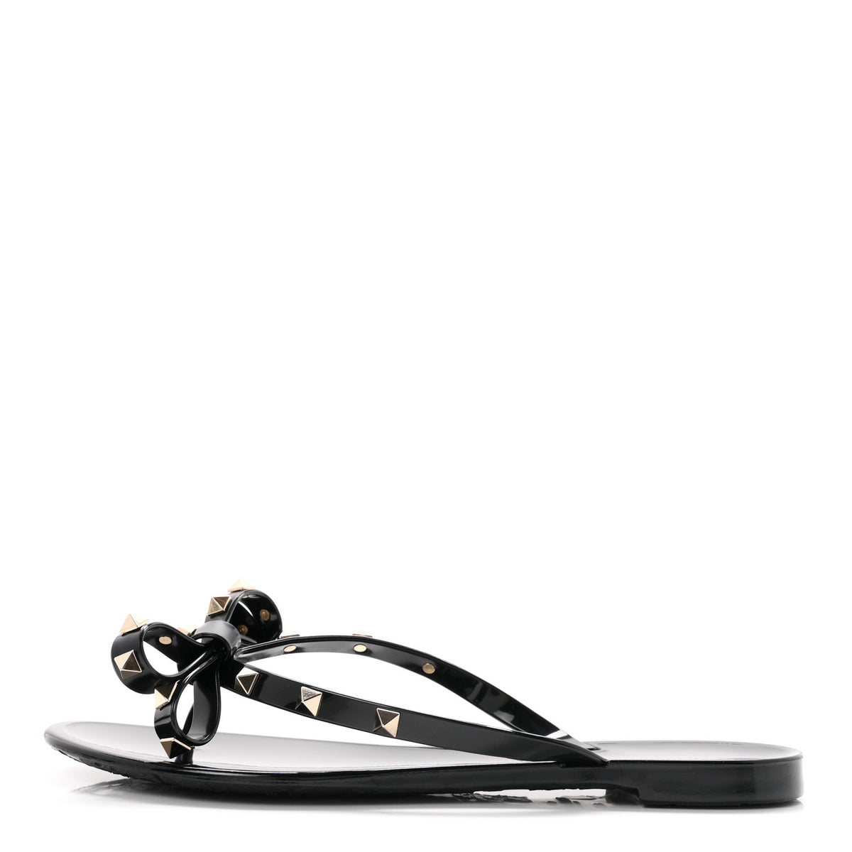 Valentino Garavani PVC Jelly Rockstud Bow Thong Sandals 40 Black 1 of 9