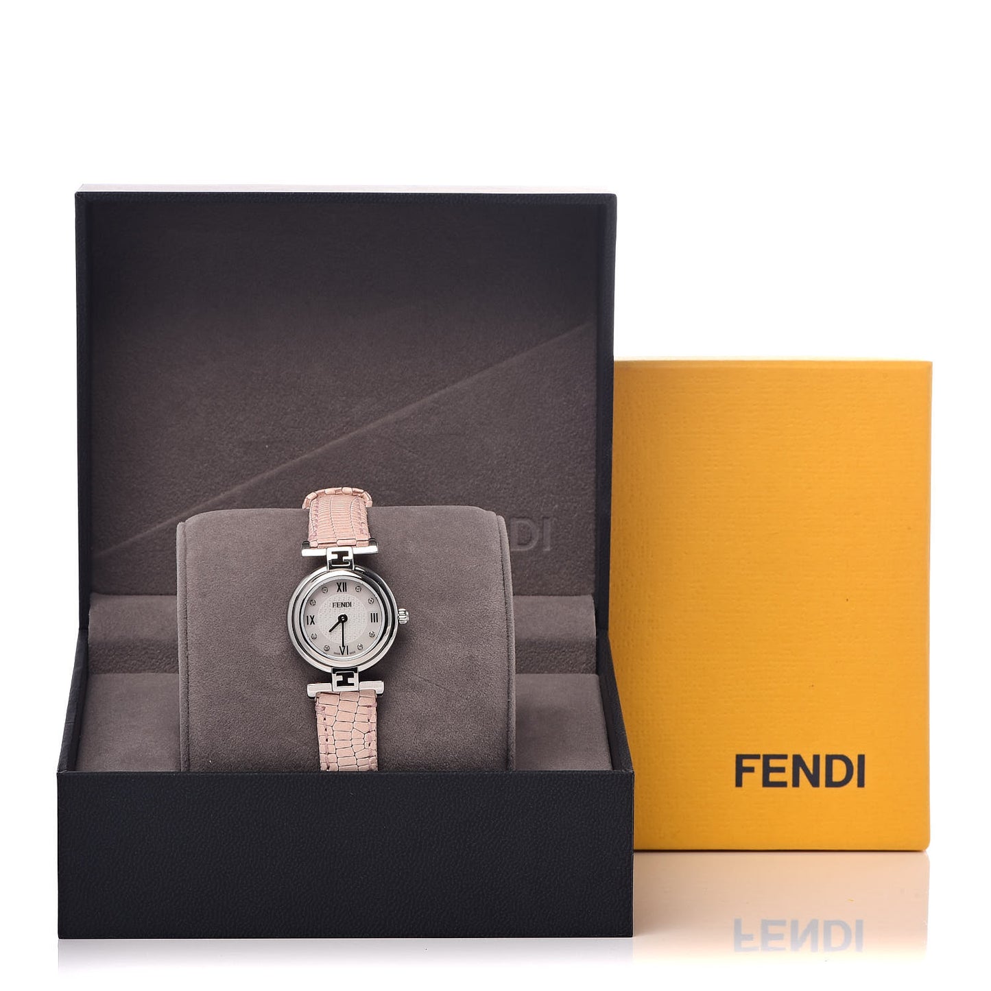 Stainless Steel Calfskin Diamond Pink Mother of Pearl 23mm Moda Quartz Watch