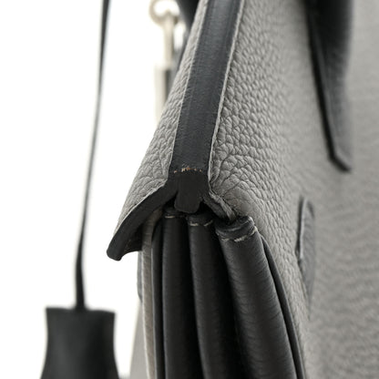 Hermes Togo Bi-Color Horseshoe Birkin 35 Etain Black 16 of 16