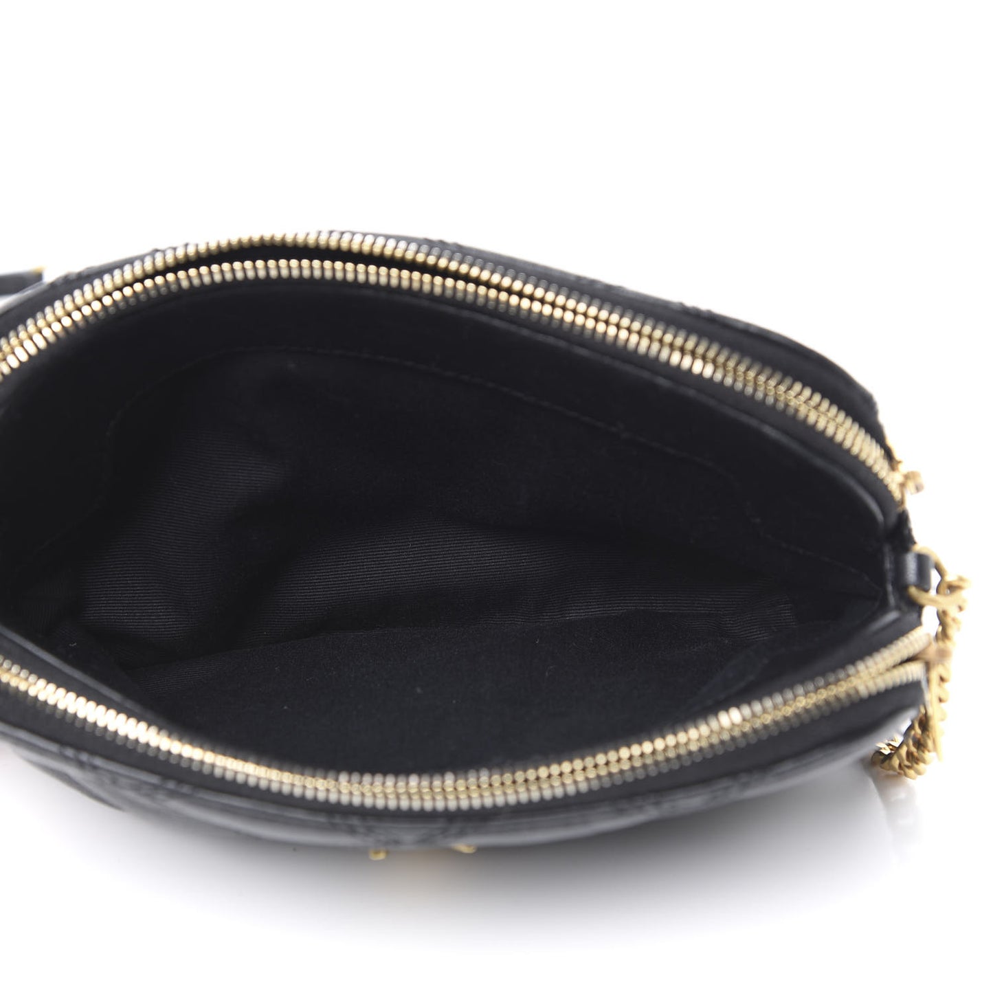 Grained Lambskin Quilted Mini Becky Double Zip Bag Black
