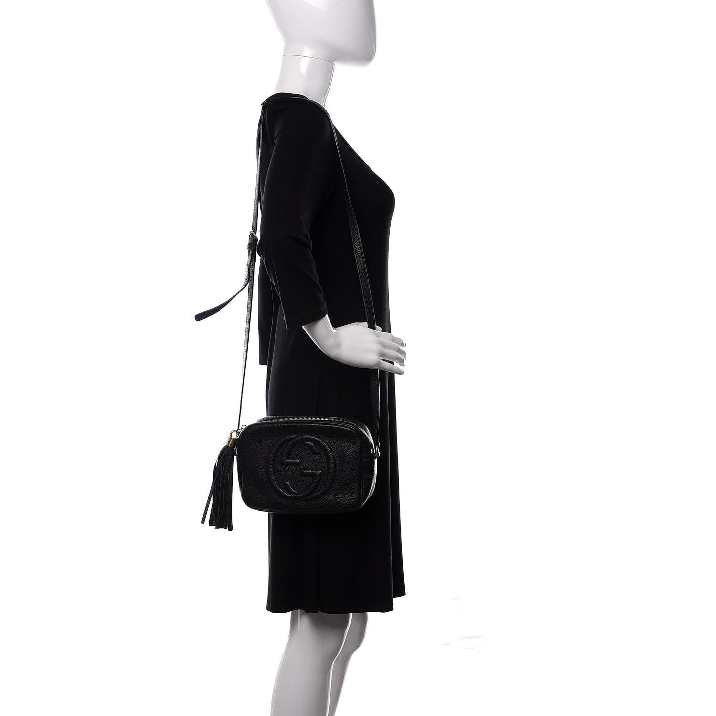Pebbled Calfskin Small Soho Disco Bag Black