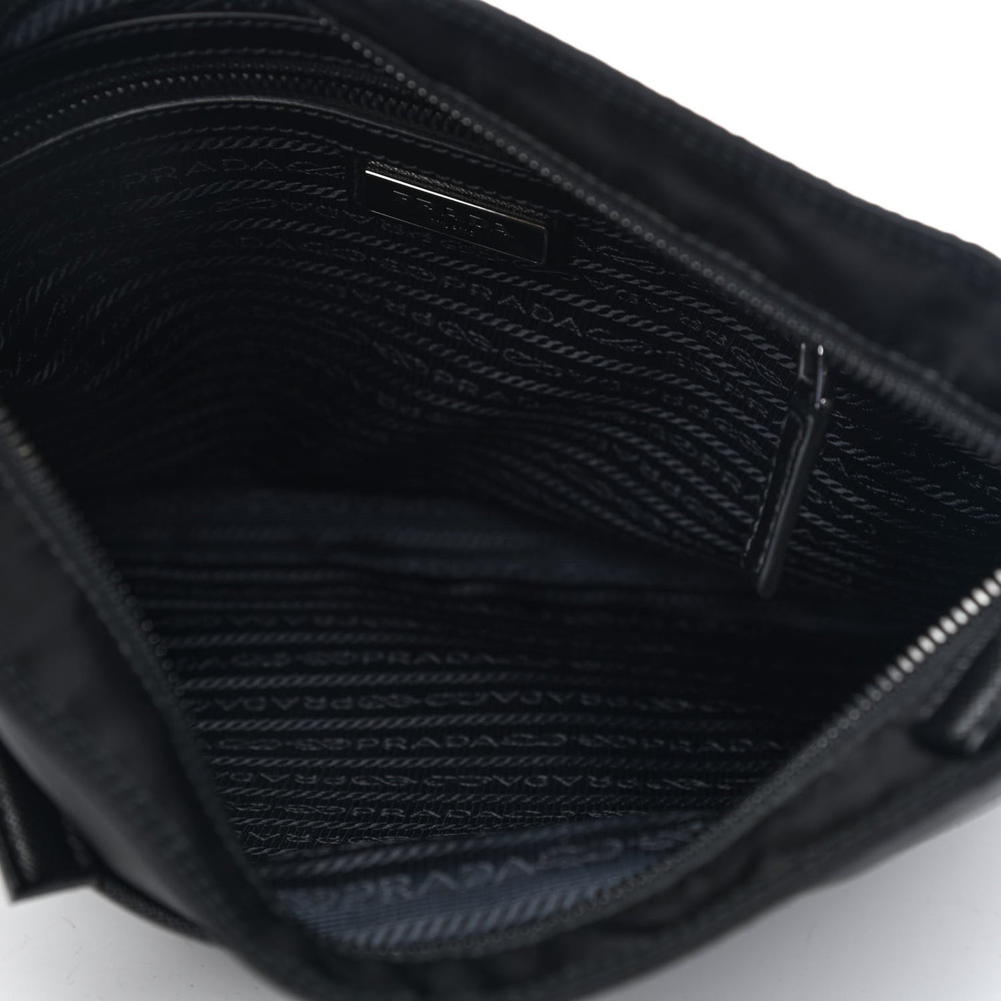 Tessuto Nylon Saffiano Flat Messenger Bag Black