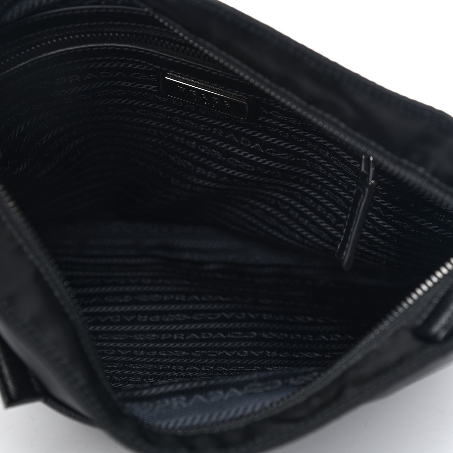 Prada Tessuto Nylon Saffiano Flat Messenger Bag Black 5 of 9