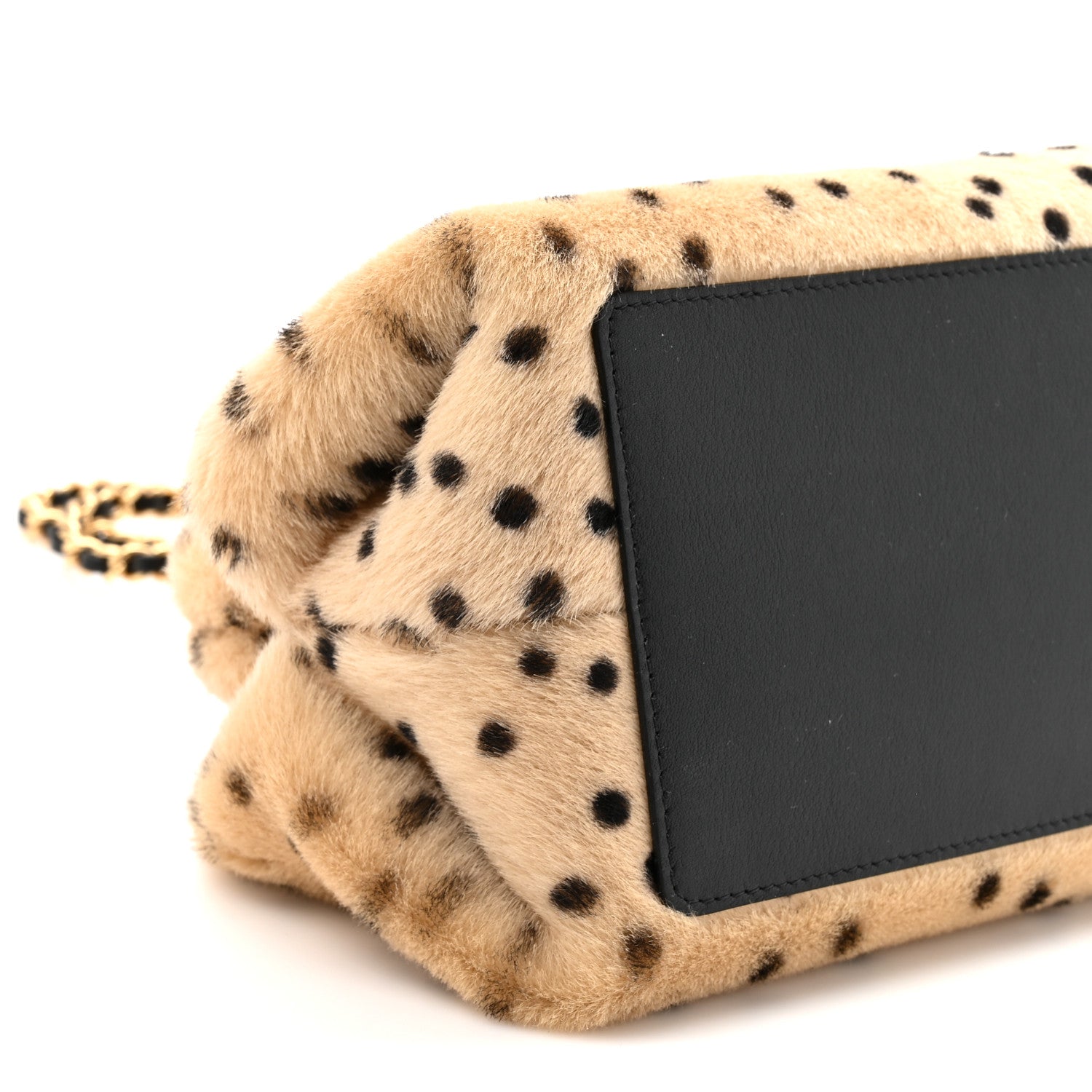Chanel Pony Hair Cheetah Printed Lambskin Clutch With Chain Beige Black 10 of 11