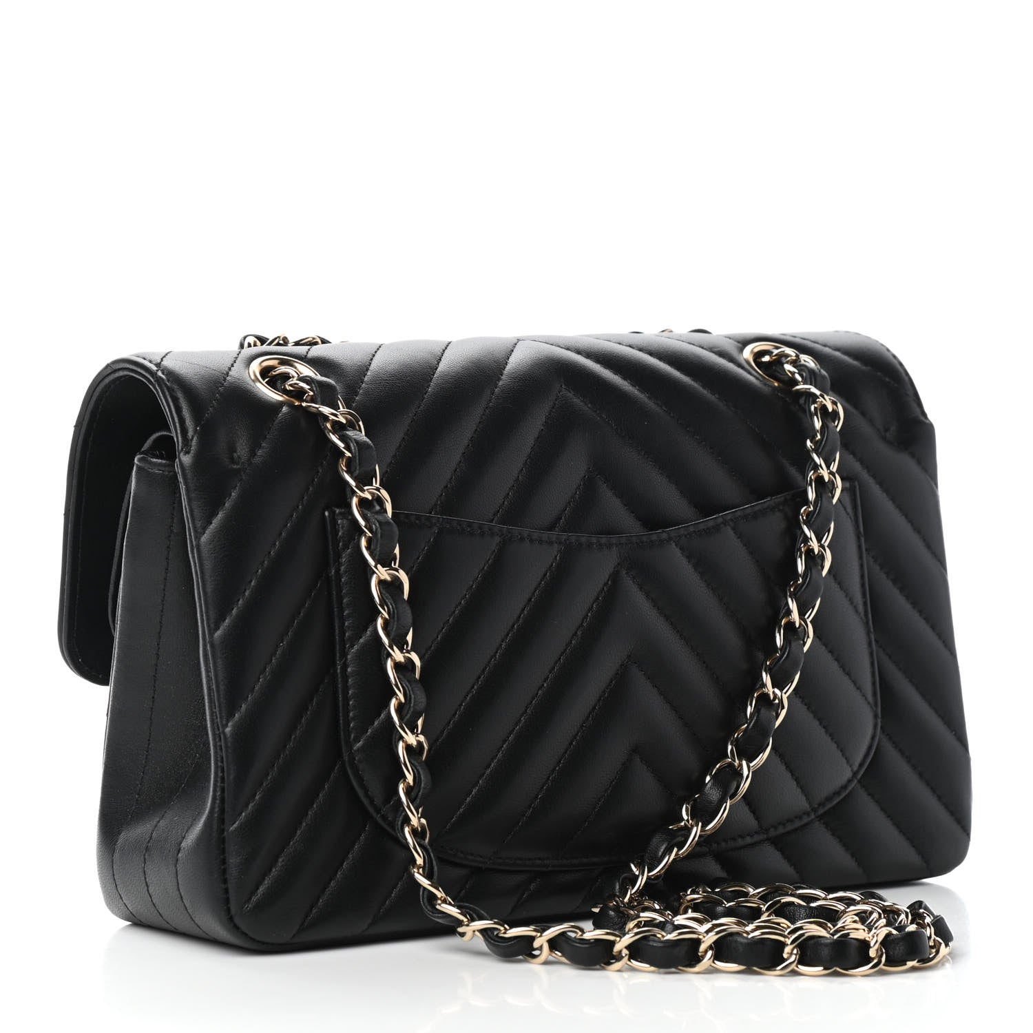 Chanel Lambskin Chevron Quilted Small Double Flap Black 3 of 17
