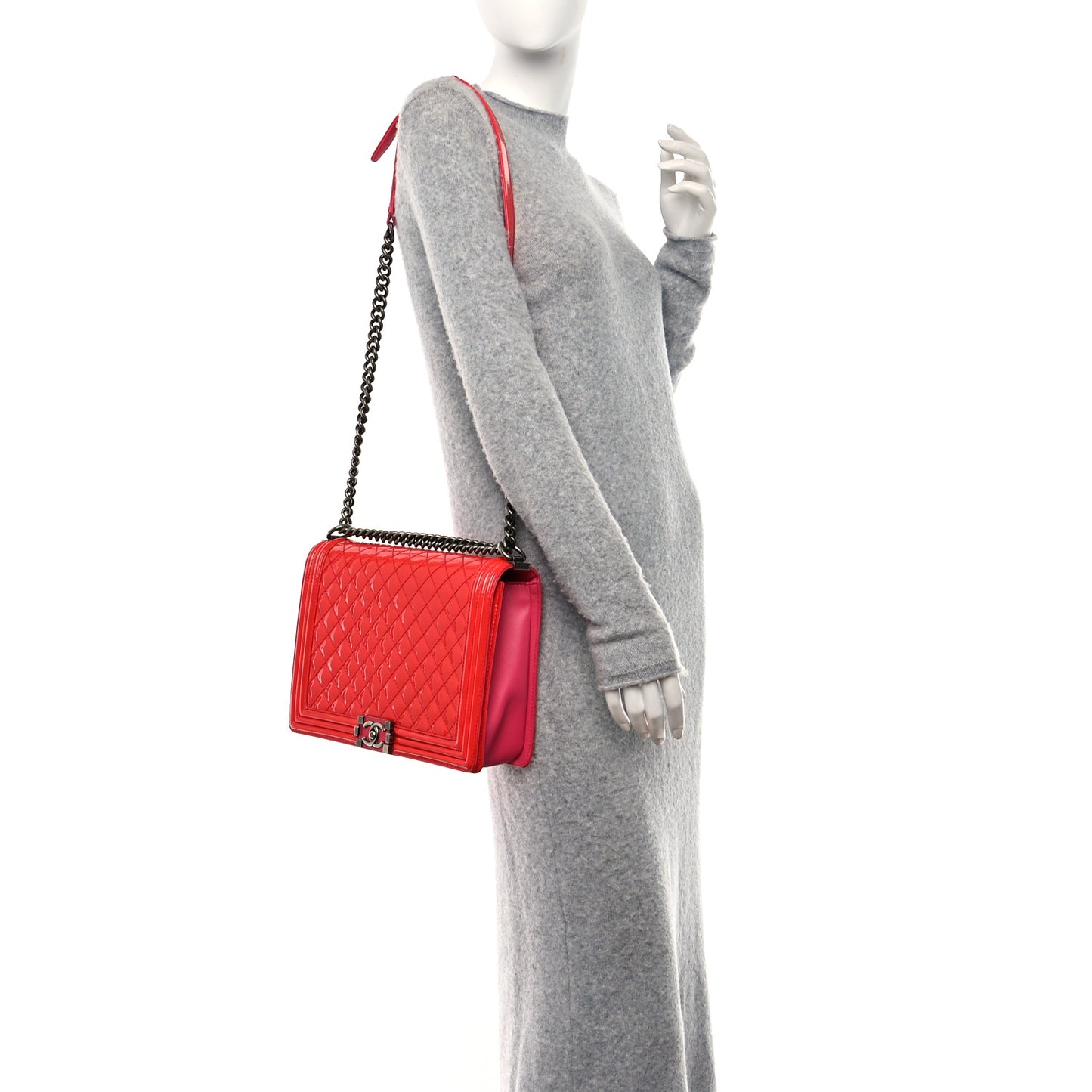 Patent Quilted Large Boy Flap Pink