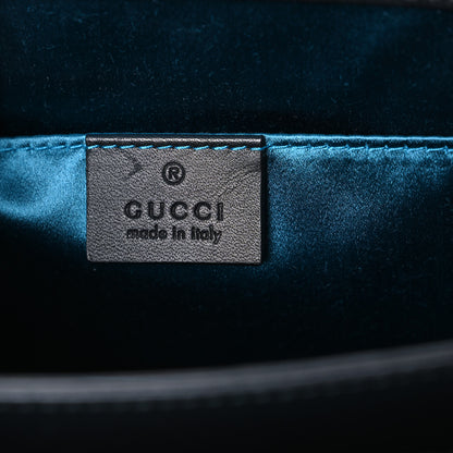 Gucci Suede Patent Web Dragon Embroidered Small Ophidia Chain Shoulder Bag Blue Black 5 of 9