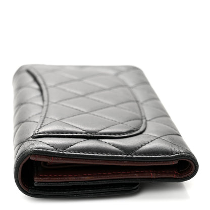 Chanel Lambskin Quilted Large Gusset Flap Wallet Black 9 of 10
