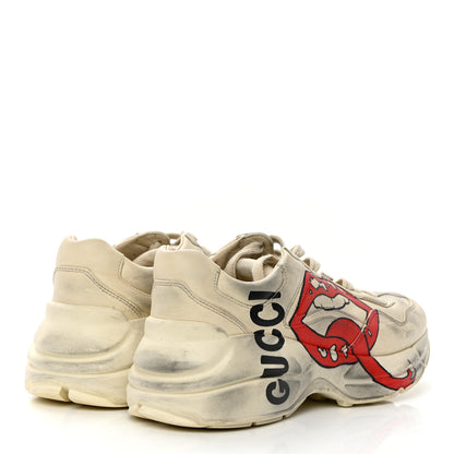Gucci Calfskin Mouth Print Womens Rhyton Sneakers 35 Ivory 4 of 14