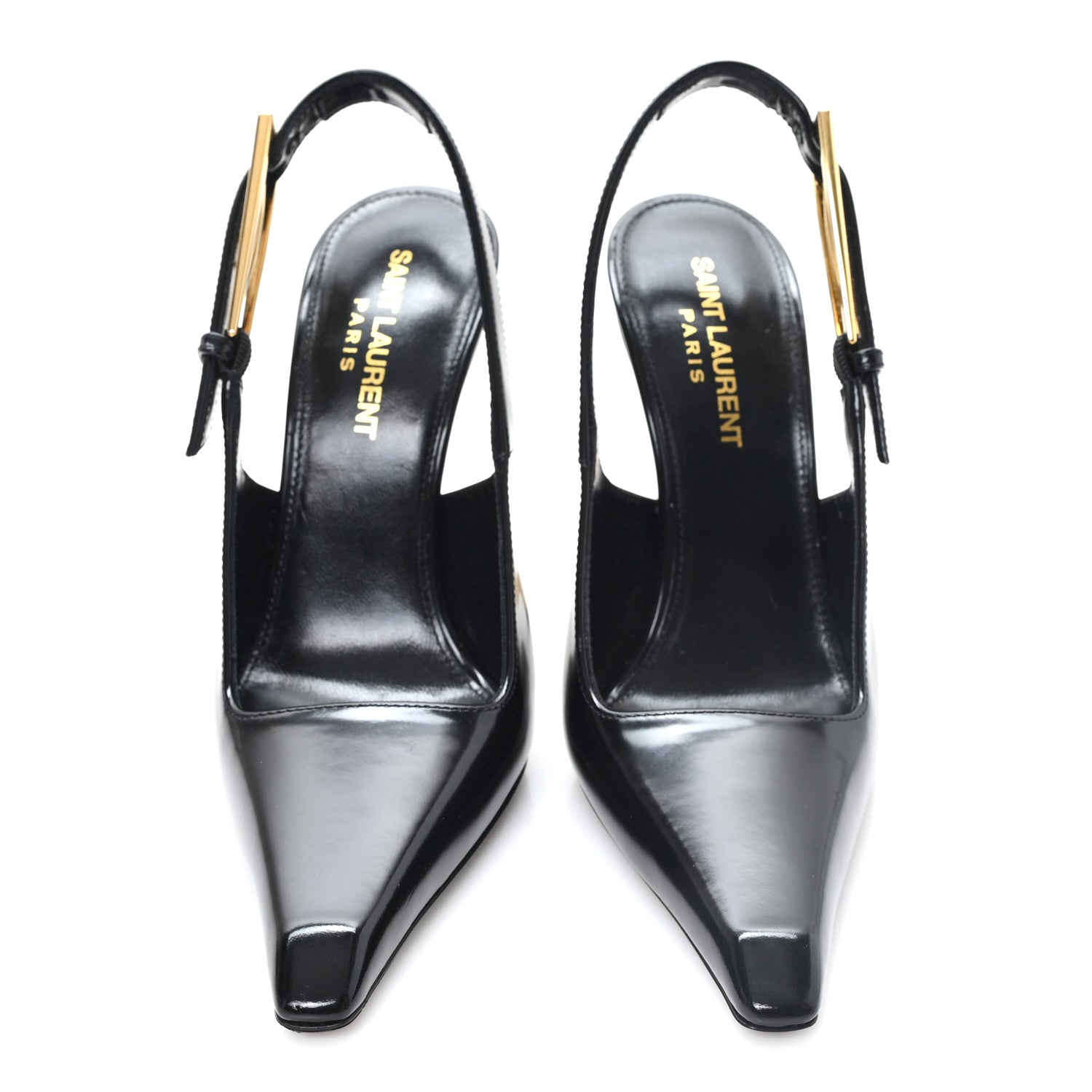 Saint Laurent Glazed Calfskin Lee Slingback Pumps Black 35 Black 3 of 10