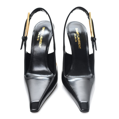 Saint Laurent Glazed Calfskin Lee Slingback Pumps Black 35 Black 3 of 10