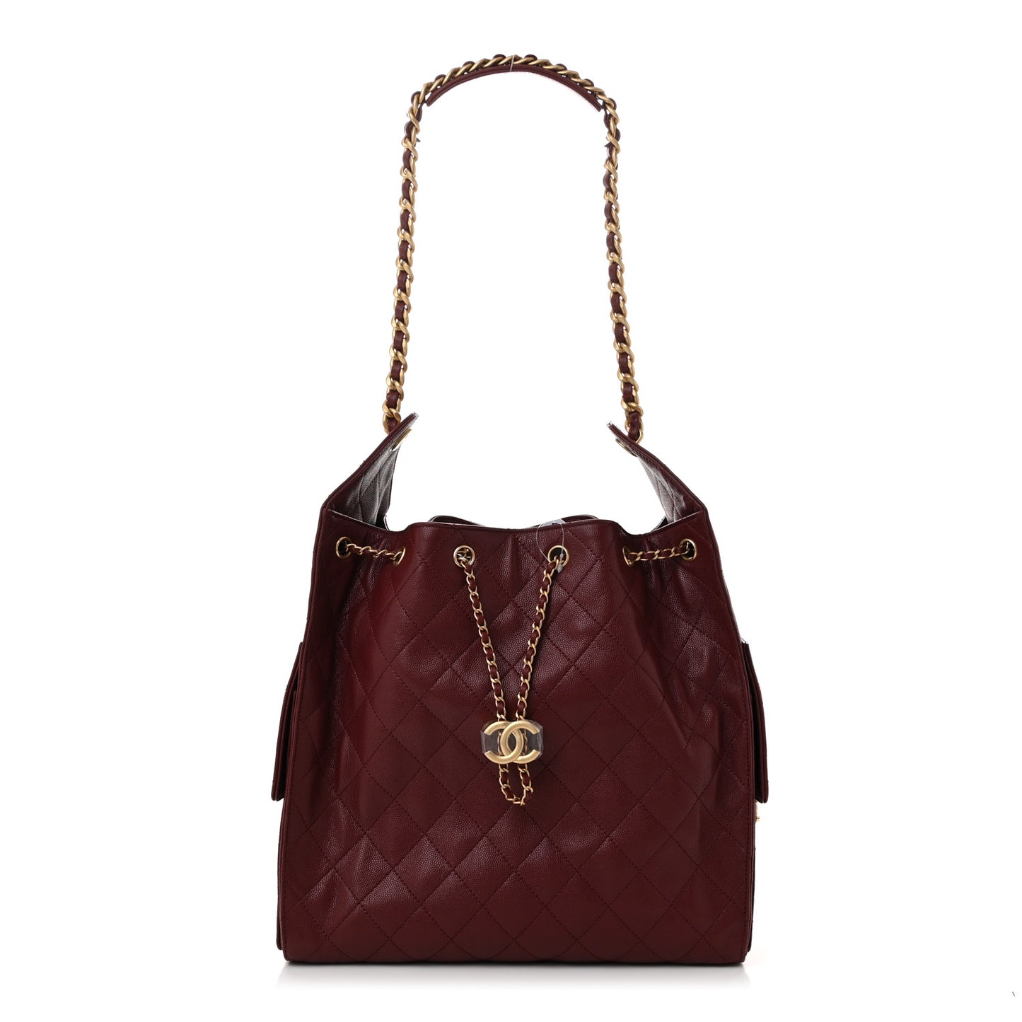 Caviar Quilted Medium Chanel 25 Handbag Burgundy