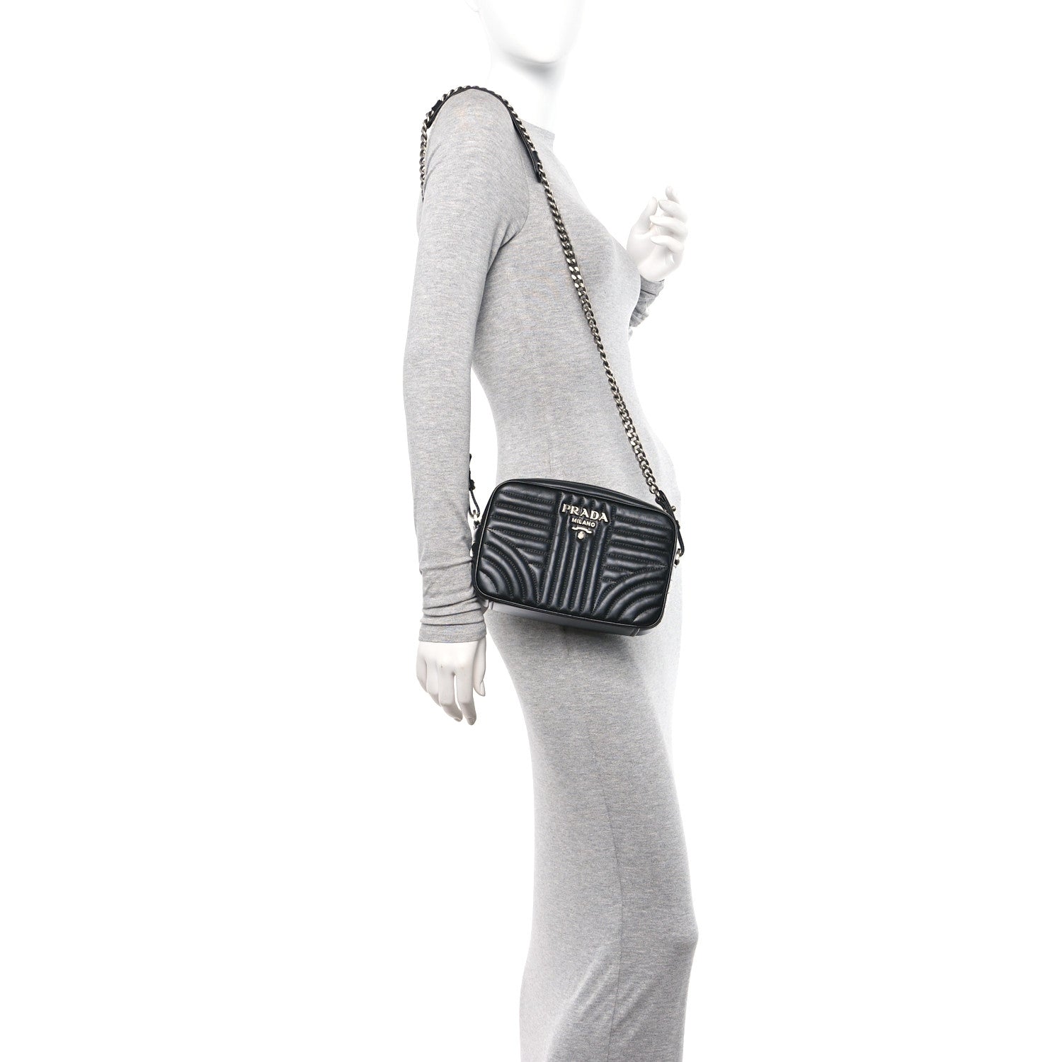 Prada Soft Calfskin Diagramme Camera Bag Black 2 of 10