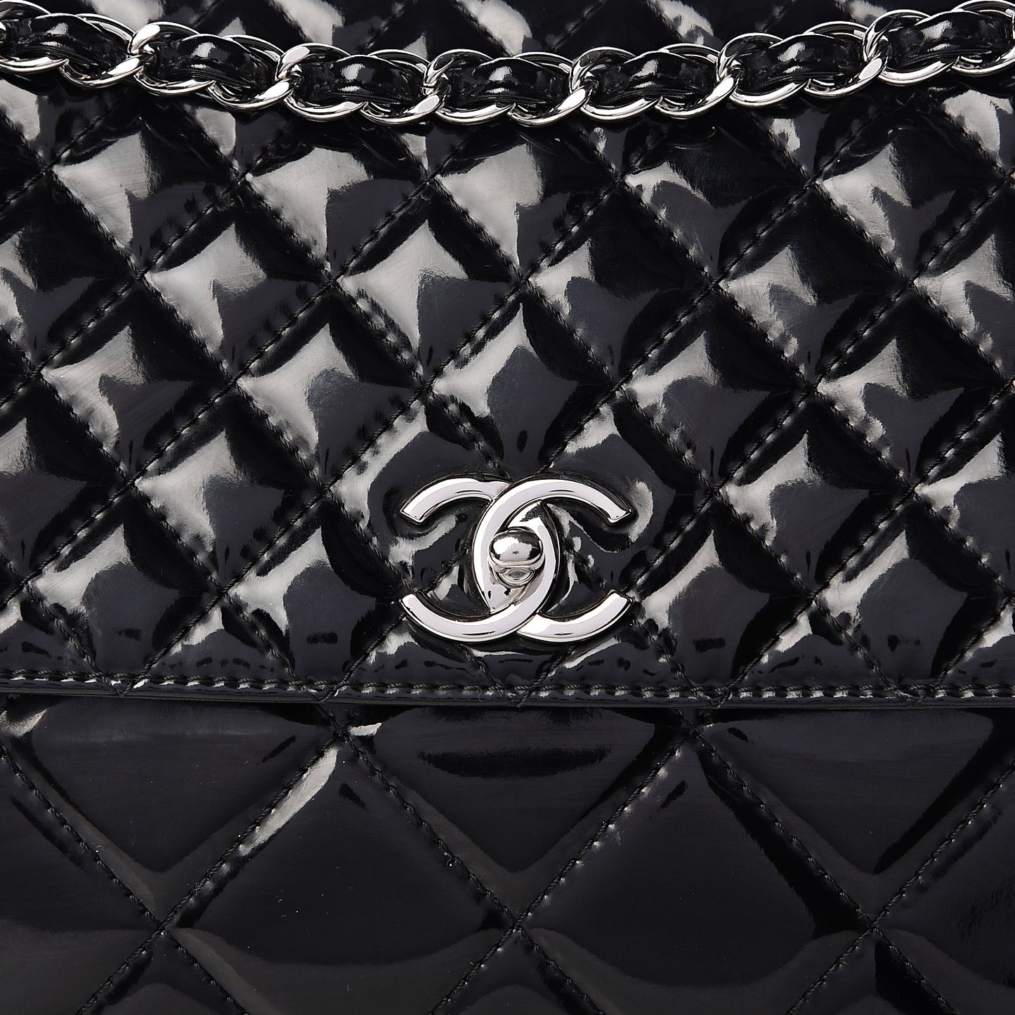 Vinyl Quilted In the Business Flap Bag Black