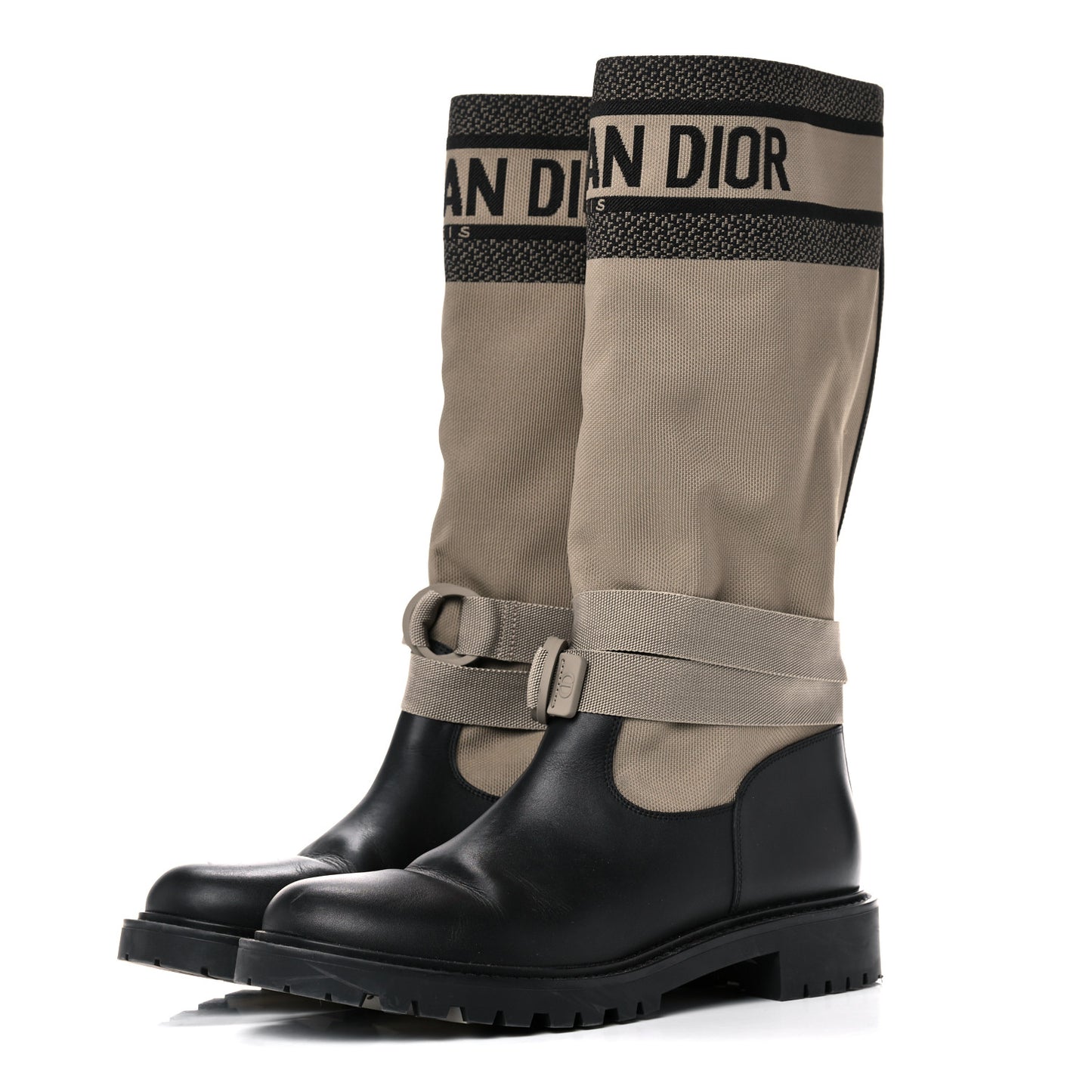 Technical Fabric Calfskin D-Major Boots 41 Taupe Black