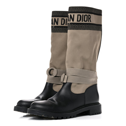 Christian Dior Technical Fabric Calfskin D-Major Boots 41 Taupe Black 3 of 19