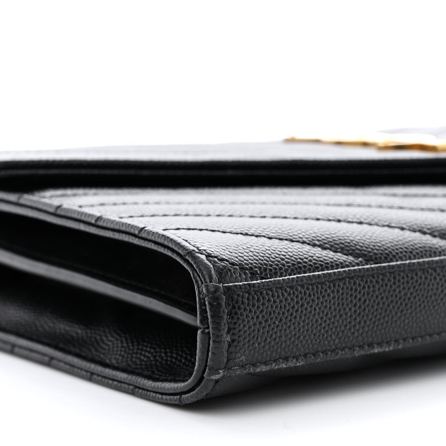Grain De Poudre Matelasse Chevron Monogram Chain Wallet Black